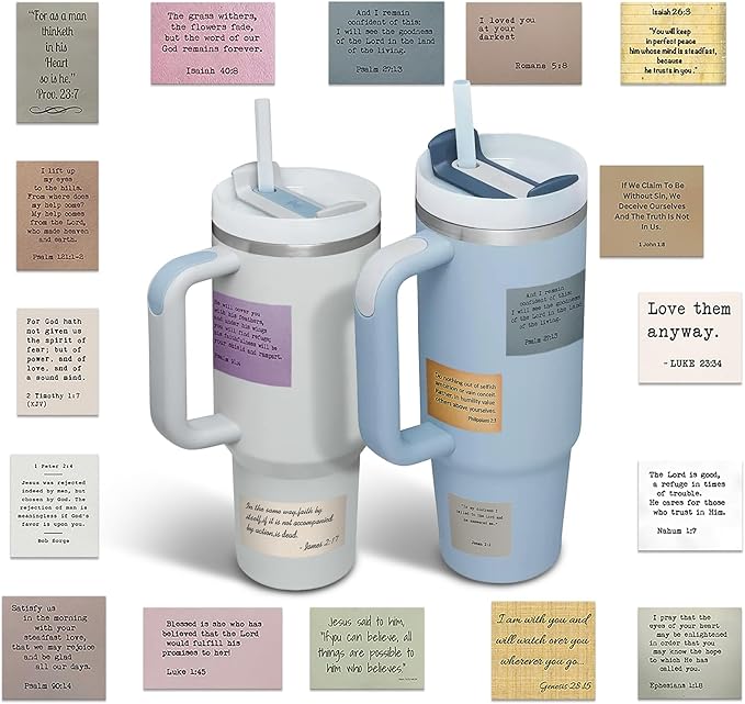 50Pcs Bible Stickers, Inspirational Retro Verse Christian Stickers, Quotes Bible Study Supplies for Tumbler Cup Water Bottle Laptop Phone Case Scrapbooking Skateboard Teens Aldult Kids