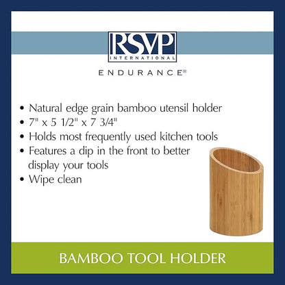 RSVP International Bamboo Collection, Countertop Décor for Kitchen & Tabletop, Tool Holder, 5.5(DIA)x7.75"