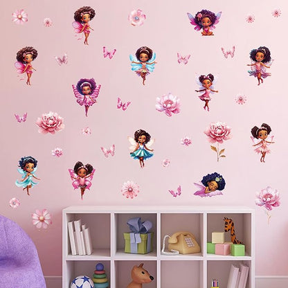 Butterfly Girl Wall Decals with Quotes, Colorful Butterflies and Motivational Lettering, Wall Stickers for Nursery, Girl Bedroom or Dance Room (UV24Y10214T)