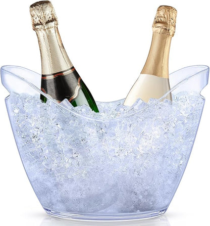 3-Pcs Ice Bucket - 4-Liter Food-Grade Clear Acrylic Champagne Bucket with Easy-to-Carry Handles, Fits 2 Wine Bottles or 5 Beer Bottles, Ideal for Parties