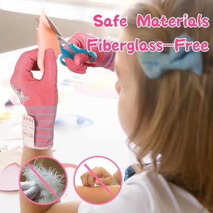Schwer 2 Pairs MINI-KIDDO Kids Gardening Gloves MN1917, ANSI A6 Cut Resistant Kids Work Gloves, Kids Fishing Gloves, Food Grade Kids Gloves for Gardening, Wood Carving, Kitchen and DIY (XS, 6–8 Years)