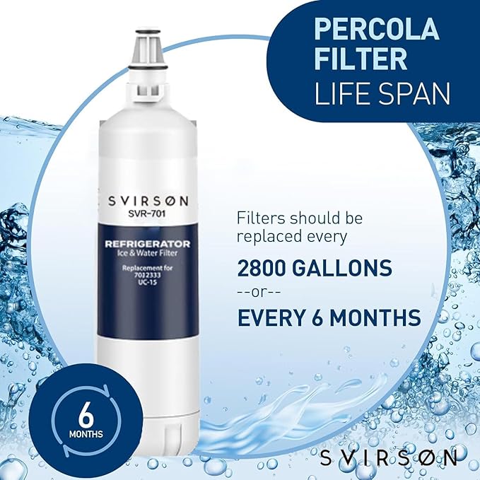 7012333 Premium Ice Maker Filter - Compatible with Sub-Zero 7012333 & UC-15 Models - Crystal Clear Ice, sub zero water filter replacement, Easy Install - 6 Month Filter