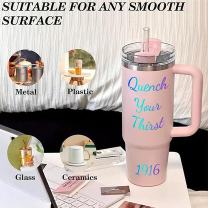 6 Pcs Letters Stickers for Stanley Cup - Colorful Waterproof Self-Adhesive Alphabet Sticker, Vinyl Shiny Tumbler Decorate for Water Bottle Desk Laptop Classroom Adults Kids Gifts