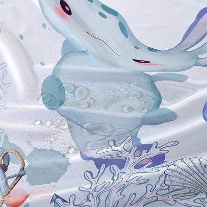 AILONEN Cute Axolotl Shower Curtain for Bathroom Teal Blue Ocean Beach Coastal Bath Curtain Decor 48" W*72" H Polyester Fabric Waterproof Bathroom Curtain with 12 Hooks