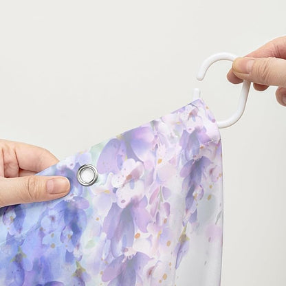 AILONEN Girls Butterfly Shower Curtain for Bathroom,Purple Blooming Lavender Flower Floral Butterfly Printed Bath Curtain 72" W*72" H Polyester Fabric Waterproof Bathroom Curtain with 12 Hooks