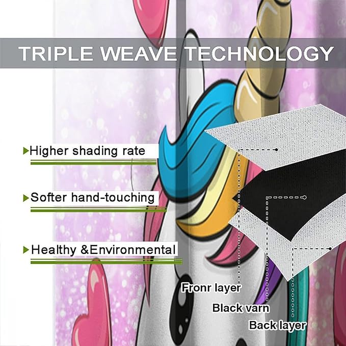 Kids Unicorn Curtains Kids Girls Boys Rainbow Unicorn Pattern Blackout Curtains Bedroom Curtains 42x54 Inches 2 Panels