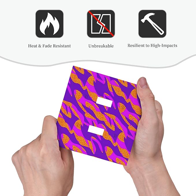 Neon Colors Colorful Double Toggle Light Switch Covers 2 Gang Wall Plate Dual Decorative Switchplate Electrical Faceplate for Bathroom Country Kitchen Bedroom Decor, 4.9" x 5"