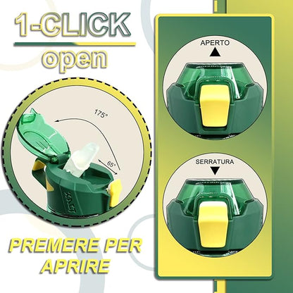 Sports Bottle - 22oz, Water Bottle with Straw, Leak Proof Flip Top Simple Modern Water Bottle, BPA Free Tritan Plastic Water Bottle. Suitable for Gym, Outdoor Travel Sports Enthusiast (Green)