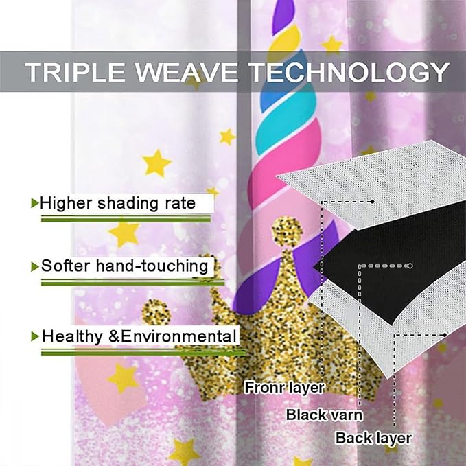 Kids Unicorn Curtains Kids Girls Boys Rainbow Unicorn Pattern Blackout Curtains Bedroom Curtains 63x63 Inches 2 Panels