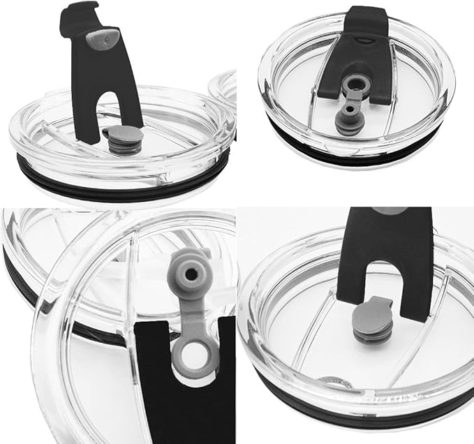 3 Packs Lids for 30oz Tumblers, Spill-proof Splash Resistant Straw-friendly Cover for Old Style Rtic, Ozark Trail 30 oz. Cups - Black