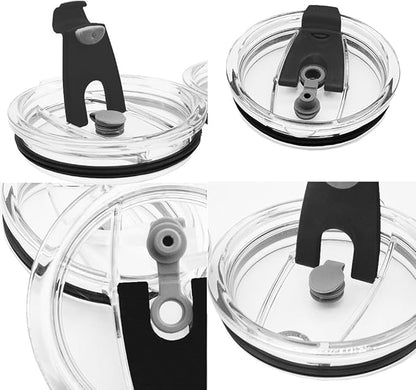 3 Packs Lids for 30oz Tumblers, Spill-proof Splash Resistant Straw-friendly Cover for Old Style Rtic, Ozark Trail 30 oz. Cups - Black