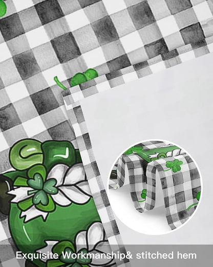 St. Patrick's Day Valances Kitchen Curtains for Windows,Buffalo Plaid Shamrock Gnome Elf Rod Pocket Valances Seasonal Spring Holiday Farmhouse Decor Short Curtains for Bedroom,54" X 18" -1 Panel
