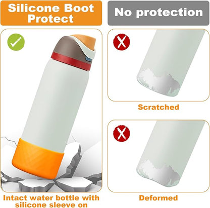 2PCS Silicone Water Bottle Boot for Owala 24oz 32oz 40oz, Anti-Slip Protective Sleeve Bottom Bumper Protector for FreeSip, Twist, and Flip Stainless Steel Water Bottles