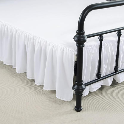 Bed Skirt, Bed Skirt Cal King Size Ruffled Bed Skirt with Split Corners, 14 Inch Drop Dust Ruffle Bed Skirt with Platform, White, Cal King -14" Drop