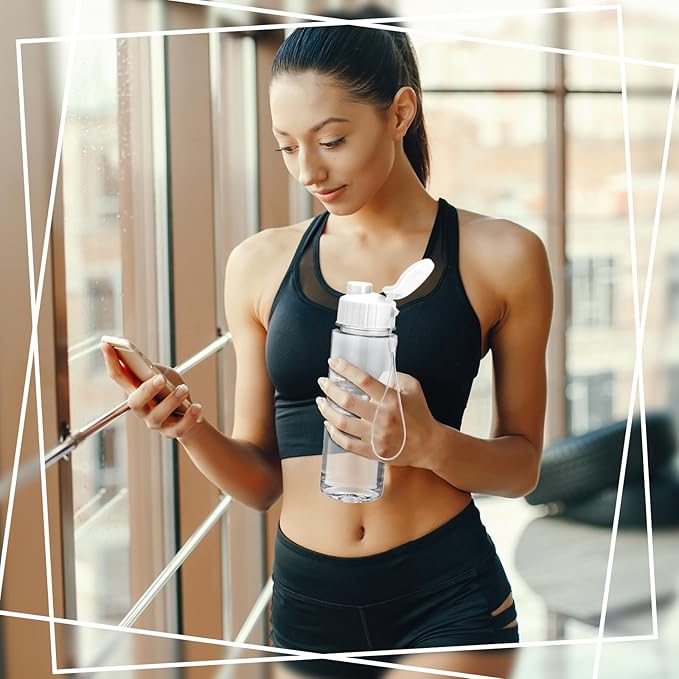 Mifoci 20 Pieces Water Bottle Bulk Plastic Water Bottles Bulk Gym Sports Adults Reusable Large Water Bottles with Leak Proof Flip Top for Party Outdoor(17 oz,White)