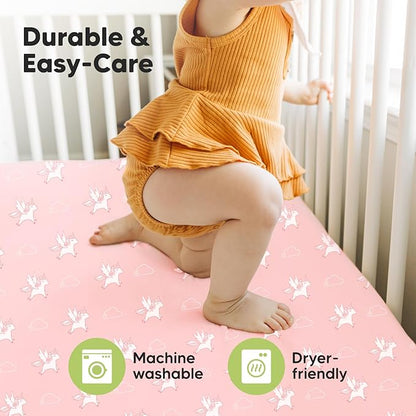 2-Pack Crib Sheets for Boys,Girls - Viscose Derived from Bamboo Fitted Crib Sheet, Organic Baby Crib Sheets, Crib Mattress Sheet,Toddler Bed Sheets,Baby Sheets for Crib Fitted Sheets(Dreamland)