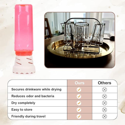 2pcs Drying Rack for Water Bottles, BPA Free Silicone Drying Rack for 15oz-100oz Bottles and Tumblers, Stackable Bottle Drying Holder Rack for HydroFlask, Yeti, Simple Modern, Camelbak(White)