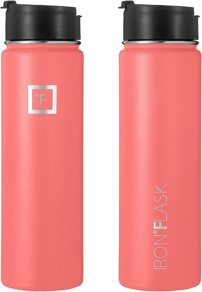Iron Flask Sports Water Bottle - 22 Oz, 3 Lids (Straw Lid), Vacuum Insulated Stainless Steel, Hot Cold, Modern Double Walled, Simple Thermo Mug, Hydro Metal Canteen (Peach)