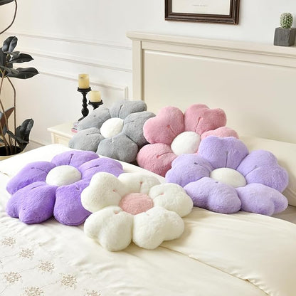 Flower Pillow, Flower Shaped Pillow Decorative Throw Pillows for Bed Couch, Cute Daisy Pillow Dorm Decor Floor Seating Cushion (Light Purple, 19.6 Inches)
