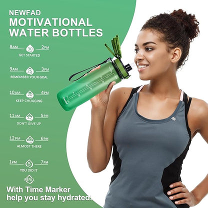 32 oz Water Bottle with Detachable Straw, Clear Motivational Water Bottles with Time to Drink, Tritan & BPA Free Sports Water Jug with Time Marker, Upgraded handle design