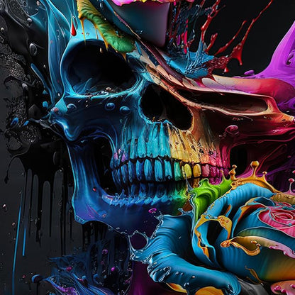 AILONEN 3D Sugar Skull Shower Curtain,Colorful Rose with Skeleton Design Shower Curtain Set with Hooks for Boys Girls Teens,Colour Inkjet Theme72 W*72" H