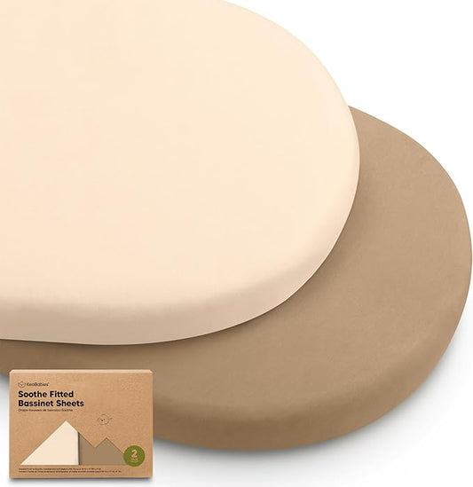2-Pack Baby Bassinet Sheets Girl, Boy - Viscose Derived from Bamboo Fitted Bassinet Sheets Compatible with Halo Bassinest Swivel Sleeper,Baby Delight,Graco Bedside Bassinet Mattress Sheet (Pecan)