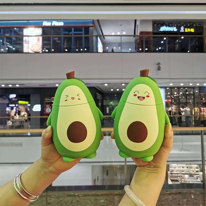 RiToEasysports Avocado Water Bottle, Cartoon Avocado Glass Double Layer Cute Water Cup Portable Girl Drinking Cup Gifts with Portable Carrying Rope Avocado Water Bottle