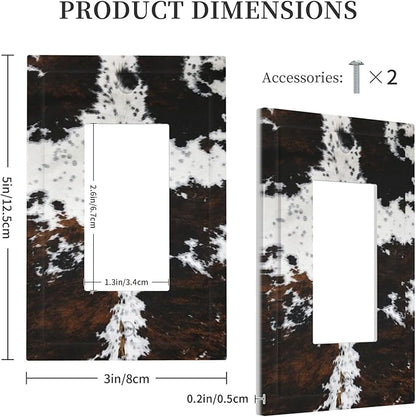 Western Farm Highland Cow Cowhide 1 Gang Rocker Light Switch Plate Single Decora Outlet Wall Plate Cover Faceplate Decorative Switchplate GFCI for Farmhouse Bathroom Living Room Bedroom Decorate