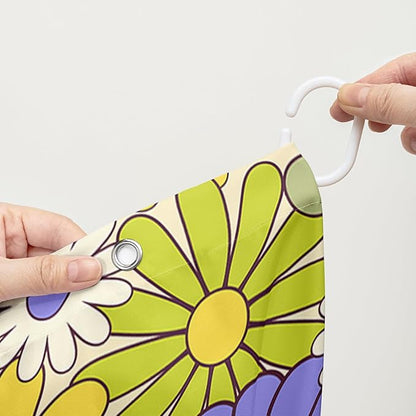 AILONEN Flower Shower Curtain for Bathroom,Polyester Fabric Waterproof,Purple Yellow Plants Flowers Bath Curtains Washable, 60" W x 72" H