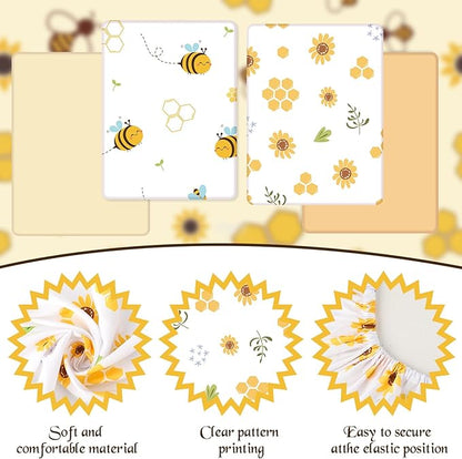 4 Pack Bees Crib Sheets for Girls Breathable Fitted Standard Crib Sheets Crib Sheets Girl for Standard Crib Mattress Baby Gift Set
