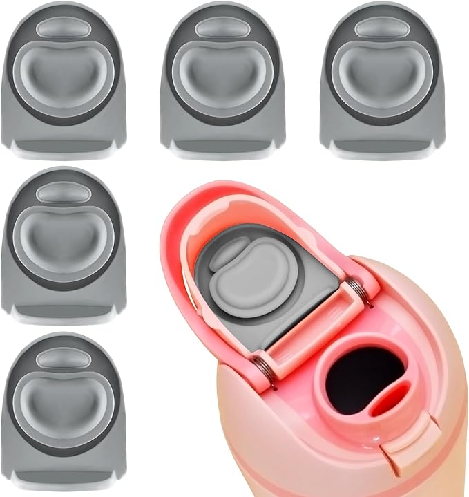 5PCS Replacement Stopper Compatible with Owala FreeSip 19/24/32/40oz, Silicone Anti-Spill Water Bottle Top Lid Replacement Parts, BPA-Free Seal Bottle Cap Mouth Stopper Gasket (Grey)
