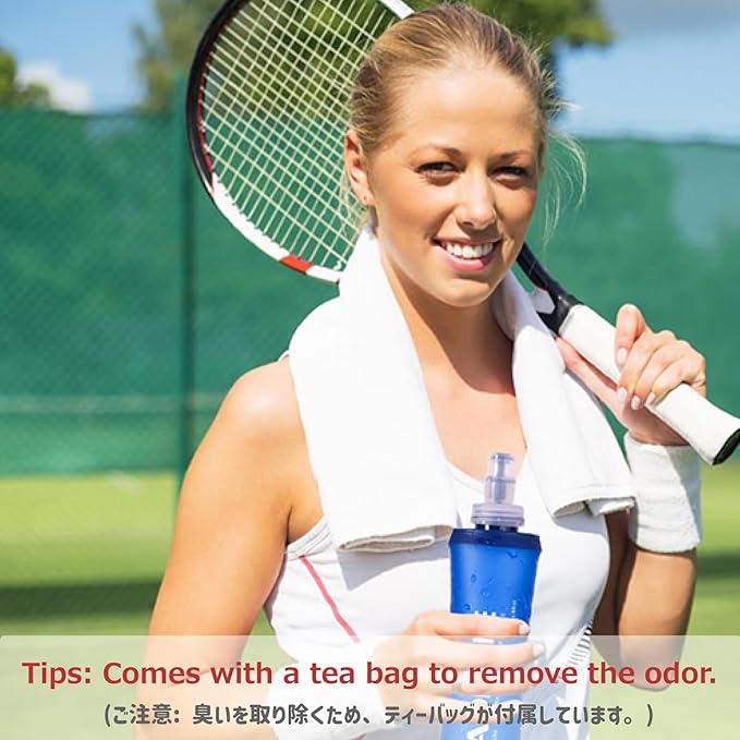 Azarxis Soft Flask Collapsible Water Bottle Running Soft Gel Flask Reservoir Handheld Folding TPU 250 500ml for Hydration Pack Hiking Cycling Climbing (250ml/8.45oz - 2 Pack with 2 Speed Straws)