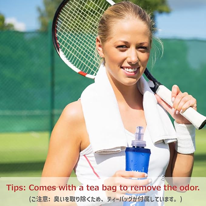 Azarxis Soft Flask Collapsible Water Bottle Running Soft Gel Flask Reservoir Handheld Folding TPU 250 500ml for Hydration Pack Hiking Cycling Climbing (500ml/16.9oz - 2 Pack with 2 Speed Straws)