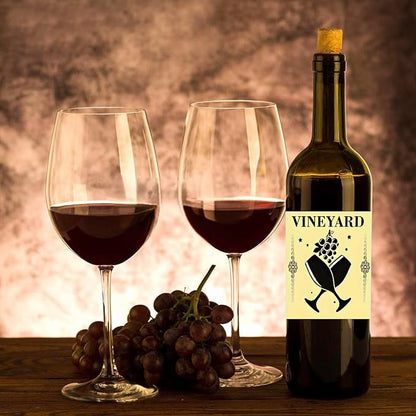 24pcs Wine Bottle Label VINEYARD Decorations Waterproof Wraps Sticker 3.75x3.4 In for wine Bottle Women Men Party Supply,