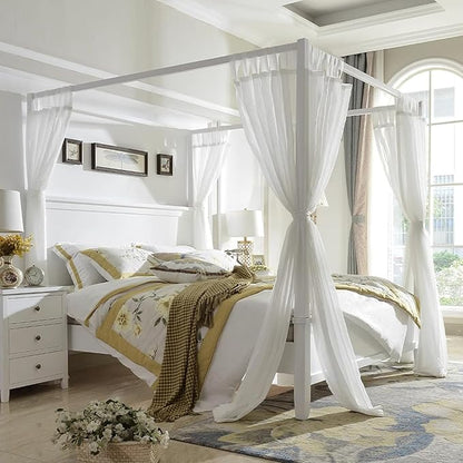AIKASY Princess Canopy Bed Curtain with Top and Self-Adhesive Tie Straps, Creating a Romantic Atmosphere in The Room