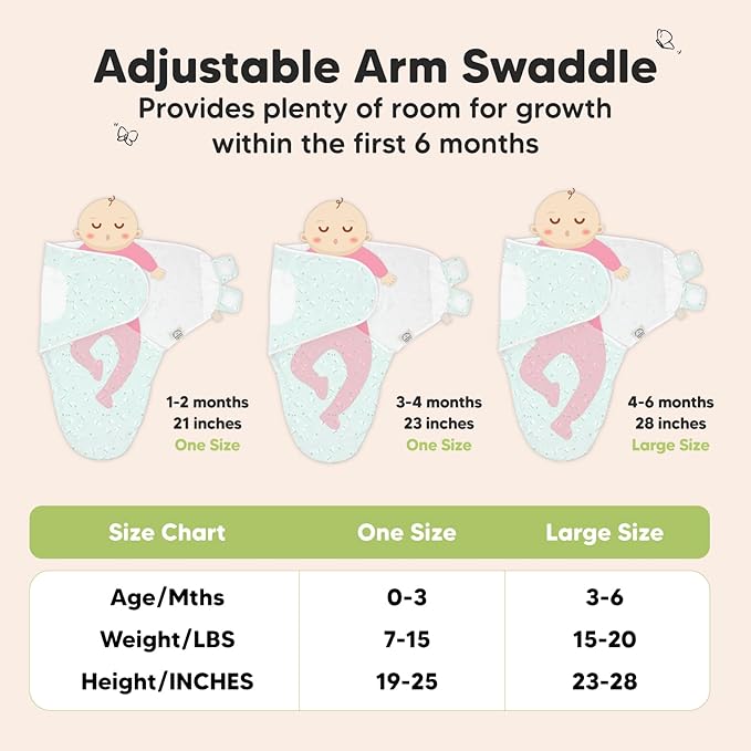 3-Pack Organic Baby Swaddle Sleep Sacks - Newborn Swaddle Sack, Ergonomic Baby Swaddles 0-3 Months, Swaddles for Newborns, Baby Sleep Sack, Baby Swaddle Blanket Wrap, Baby Essentials (Garden)