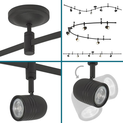 Catalina Lighting 96" Track Ceiling Light, Oil Rubbed Bronze, Transitional 5-Light LED Flex Track, Bulb Included, for Kitchen, Living Room, Home Lighting