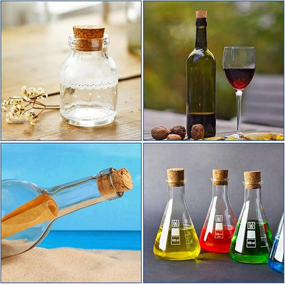 60Pcs Cork Stoppers, 5 Sizes Assortment Small Corks Tapered Cork Plugs Replacement Wooden Bottle Corks Bottle Stopper Wine Cork for Craft Jars Wine Bottles