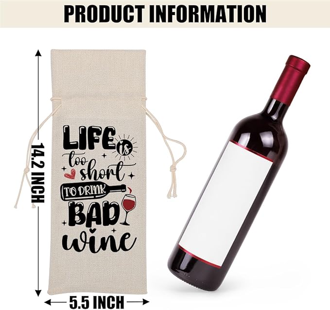 Funny Wine Quotes Wine Bag Wine Tasting Party Supplies for Wine Lovers Women Men Mom Groom Friend Christmas Birthday Wedding Bachelorrette Party Wine Bags