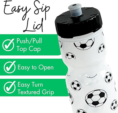 50 Strong Kids Water Bottle | 22 oz. BPA- Free Sports Squeeze Water Bottles with Pull Top Cap |Perfect Water Bottle for School | Reusable & Durable for Boys & Girls | Made in USA (Soccer)