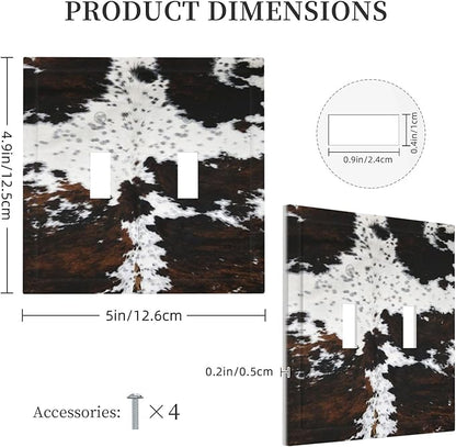 Western Farm Highland Cow Double Toggle Light Switch Cover Decorative 2 Gang Wall Plate Electrical Faceplate Switchplate Dimmer Plates for Farmhouse Bathroom Bedroom Living Room Bathroom Decor