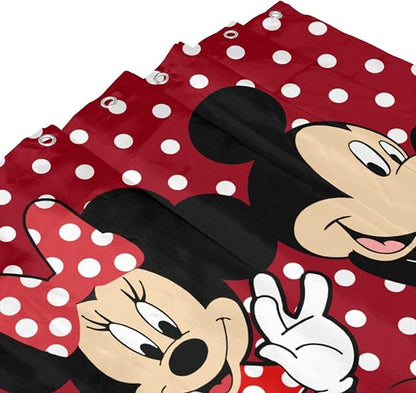 Cartoon Mouse Shower Curtain Children Kids Bath Curtain Cute Animal Red Bathroom Home Decor Waterproof Polyester Fabric 72Lx72W Inch with 12 Pack Hooks