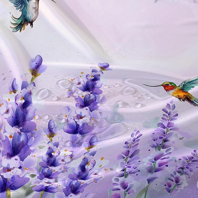 AILONEN Waterproof Floral Shower Curtain for Bathroom,Purple Wisteria Lavender Flowers Shower Curtain,Botanical Floral Decor Bathroom Polyester with Grommets and Hooks 72" W*72" H