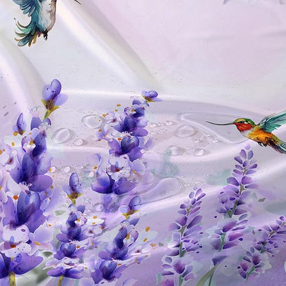 AILONEN Waterproof Floral Shower Curtain for Bathroom,Purple Wisteria Lavender Flowers Shower Curtain,Botanical Floral Decor Bathroom Polyester with Grommets and Hooks 72" W*84" H