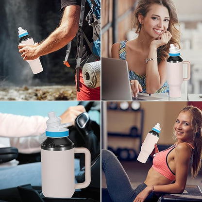 Aobiono Water Bottle Adapter for Stanley 40oz Quencher Tumbler to Cirkul, Lid Cap Converter Accessories, BPA Free Plastic, Food Grade Silicone Gasket Leakproof (Black)