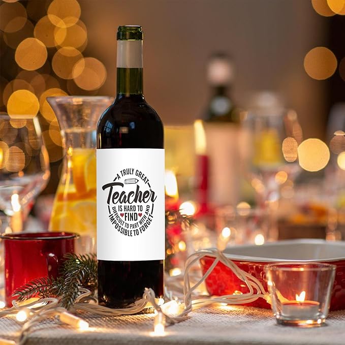 24 Pcs Teacher Thank You Gifts Wine Labels Teacher Appreciation Gifts Wine Bottle Stickers A Truly Great Teacher Wine Labels for Bottles Gifts for Women Men