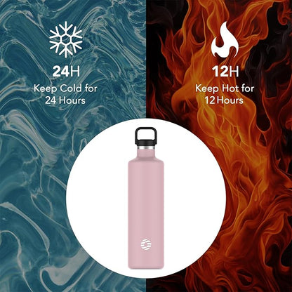 60oz Water Bottle with Carrier Bag, Large Insulated Water Bottle, Stainless Steel Water Bottles, Double Walled Insulated Thermo for Hot Drinks/Cold Drinks, Great for Gym, Hiking, Camping (Light Pink)