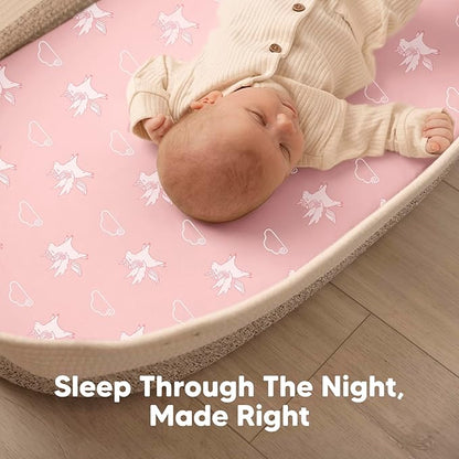 2-Pack Organic Bassinet Sheets for Girls, Boys - 100% Cotton Bassinet Mattress Sheets Compatible with Halo Bassinest Swivel Sleeper, Graco,Baby Delight,Chicco,Unisex Fitted Bassinet Sheets (Dreamland)
