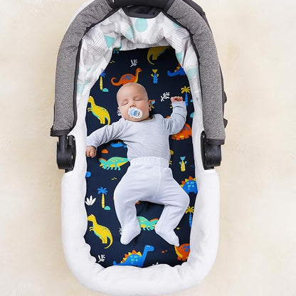 3 Pack Bassinet Sheets, Ultra Soft Breathable Comfortable Baby Sheet Set for Boys Girls Neutral, Univeral Fit for Most Cradle and Bassinet Mattress, Dinosaur