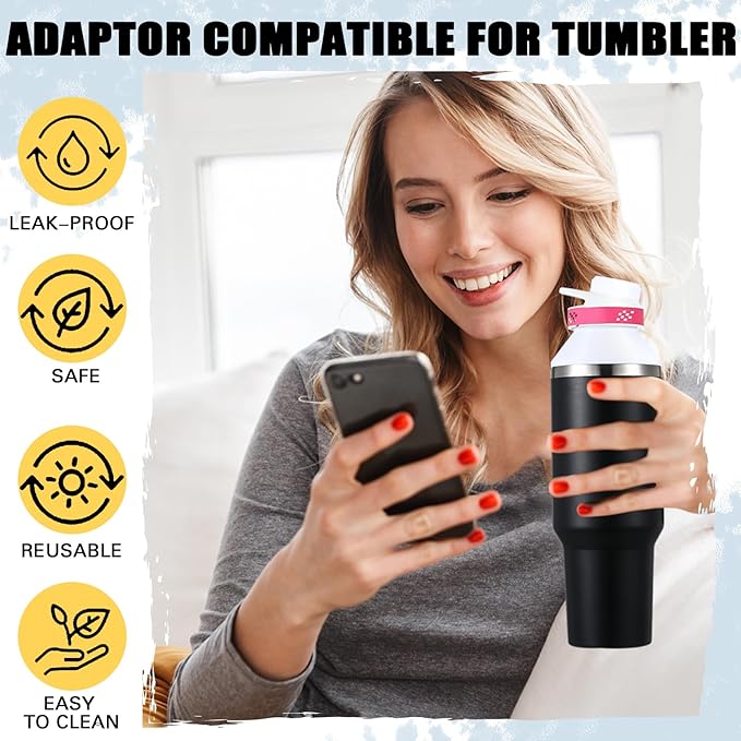 Water Bottle Adapter Compatible with 40 oz Stanley Leakproof Cup Lid Compatible with Stanley, Black, Cup Not Included